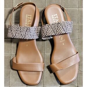 Italian Shoe Makers Women's US 8M Made In Italy Brown Double Strap Sandals